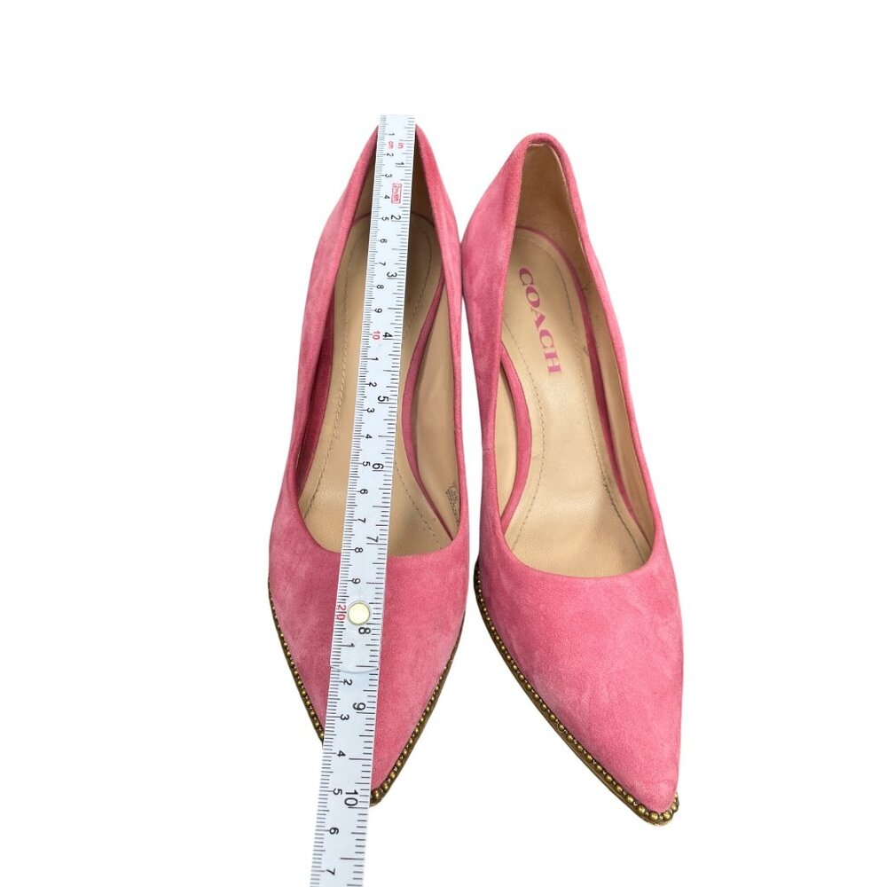 Coach Womans Pink Suede Beaded Trim 3.5" Heels Size 7.5B SKU 9494 - Picture 12 of 16